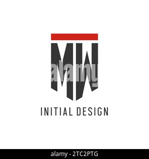 MW initial esport logo with simple shield design style vector graphic Stock Vector