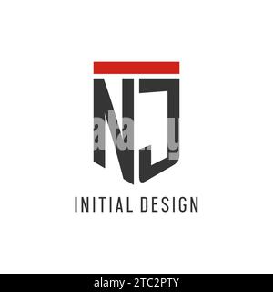 NJ initial esport logo with simple shield design style vector graphic Stock Vector