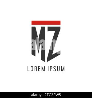 MZ initial esport logo with simple shield design style vector graphic Stock Vector
