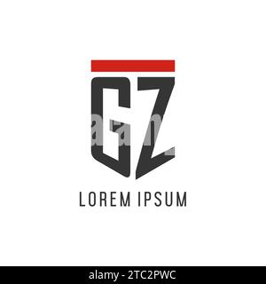 GZ initial esport logo with simple shield design style vector graphic Stock Vector