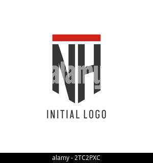NH initial esport logo with simple shield design style vector graphic Stock Vector