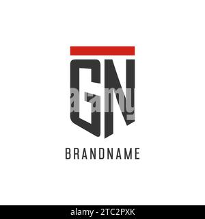 GN initial esport logo with simple shield design style vector graphic Stock Vector