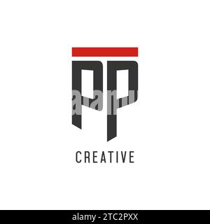 PP initial esport logo with simple shield design style vector graphic Stock Vector