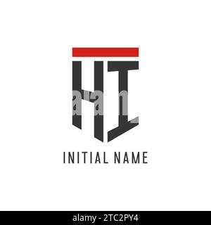 HI initial esport logo with simple shield design style vector graphic Stock Vector