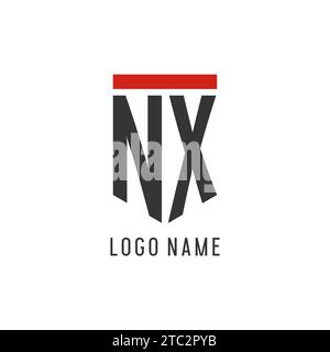 NX initial esport logo with simple shield design style vector graphic Stock Vector