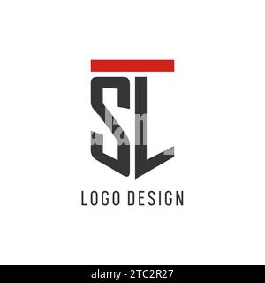 SL initial esport logo with simple shield design style vector graphic Stock Vector