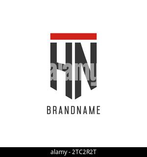HN initial esport logo with simple shield design style vector graphic Stock Vector