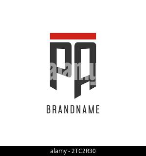 PA initial esport logo with simple shield design style vector graphic Stock Vector