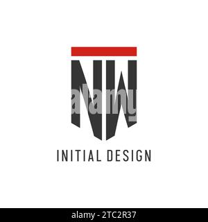 NW initial esport logo with simple shield design style vector graphic Stock Vector