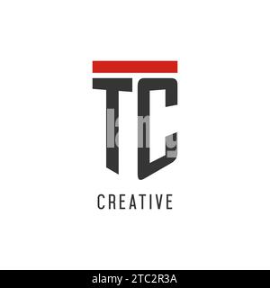 TC initial esport logo with simple shield design style vector graphic Stock Vector