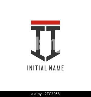 II initial esport logo with simple shield design style vector graphic Stock Vector
