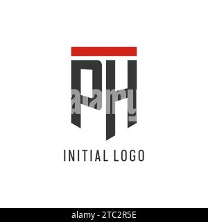 PH initial esport logo with simple shield design style vector graphic Stock Vector