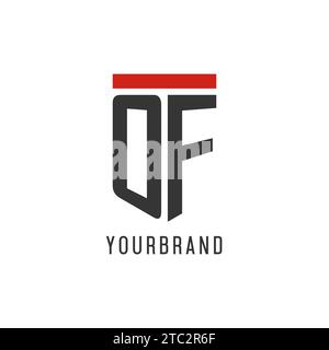 OF initial esport logo with simple shield design style vector graphic Stock Vector
