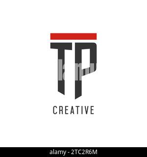 TP initial esport logo with simple shield design style vector graphic Stock Vector