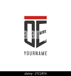 OE initial esport logo with simple shield design style vector graphic Stock Vector