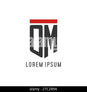 OM initial esport logo with simple shield design style vector graphic Stock Vector