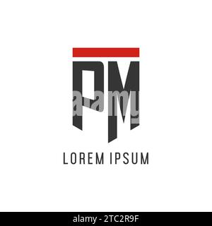 PM initial esport logo with simple shield design style vector graphic Stock Vector