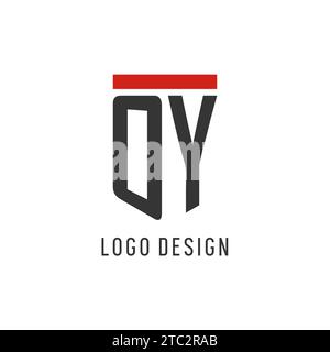 OY initial esport logo with simple shield design style vector graphic Stock Vector
