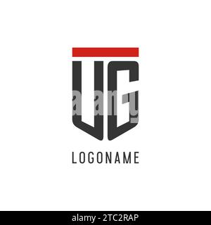 UG initial esport logo with simple shield design style vector graphic Stock Vector