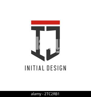 IJ initial esport logo with simple shield design style vector graphic Stock Vector