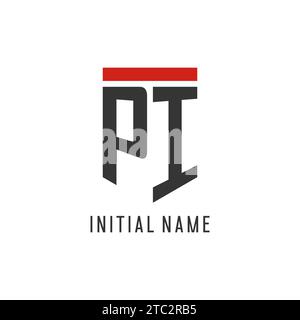 PI initial esport logo with simple shield design style vector graphic Stock Vector