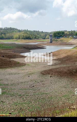 The El-Nino natural disaster caused one of the largest dams in Bali, the Palasari Dam, to experience the worst drought in history Stock Photo