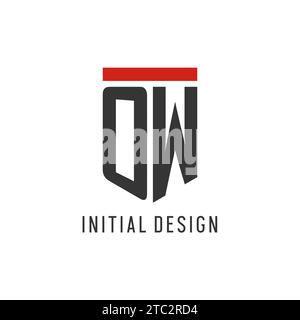 OW initial esport logo with simple shield design style vector graphic Stock Vector