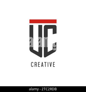 UC initial esport logo with simple shield design style vector graphic Stock Vector