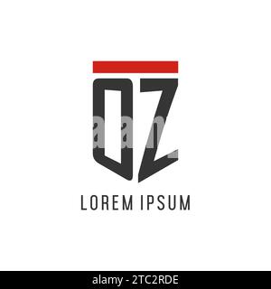OZ initial esport logo with simple shield design style vector graphic Stock Vector
