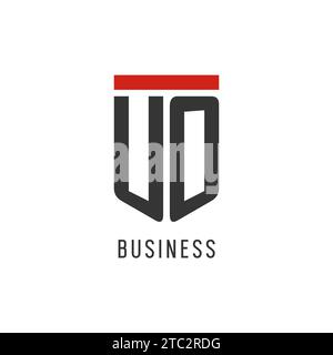 UO initial esport logo with simple shield design style vector graphic Stock Vector
