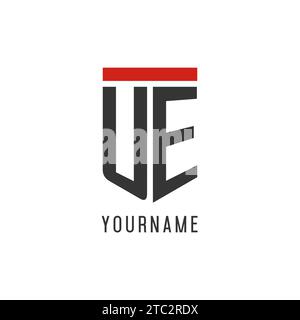 UE initial esport logo with simple shield design style vector graphic Stock Vector