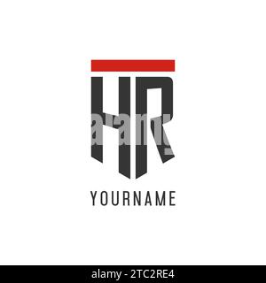 HR initial esport logo with simple shield design style vector graphic Stock Vector