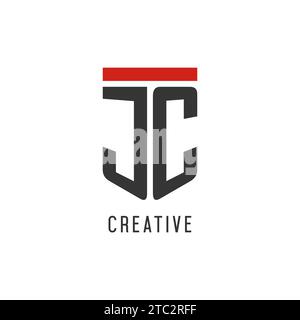 JC initial esport logo with simple shield design style vector graphic Stock Vector