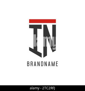 IN initial esport logo with simple shield design style vector graphic Stock Vector