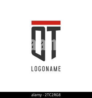 OT initial esport logo with simple shield design style vector graphic Stock Vector