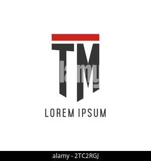 TM initial esport logo with simple shield design style vector graphic Stock Vector