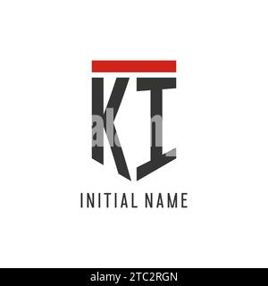KI initial esport logo with simple shield design style vector graphic Stock Vector