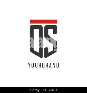 OS initial esport logo with simple shield design style vector graphic Stock Vector