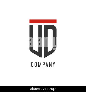 UD initial esport logo with simple shield design style vector graphic Stock Vector