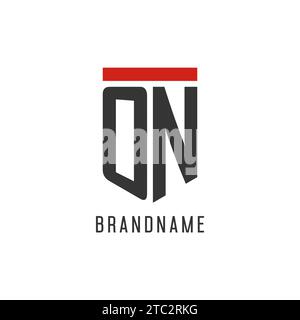 ON initial esport logo with simple shield design style vector graphic Stock Vector