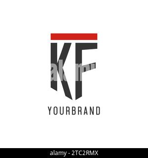 KF initial esport logo with simple shield design style vector graphic Stock Vector