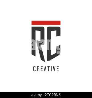 RC initial esport logo with simple shield design style vector graphic Stock Vector