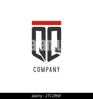 QQ initial esport logo with simple shield design style vector graphic Stock Vector