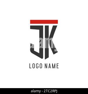 JK initial esport logo with simple shield design style vector graphic Stock Vector