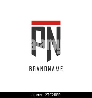 PN initial esport logo with simple shield design style vector graphic Stock Vector
