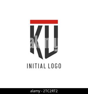 KU initial esport logo with simple shield design style vector graphic Stock Vector