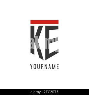KE initial esport logo with simple shield design style vector graphic Stock Vector