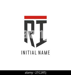 RI initial esport logo with simple shield design style vector graphic Stock Vector