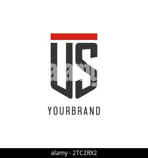 US initial esport logo with simple shield design style vector graphic Stock Vector