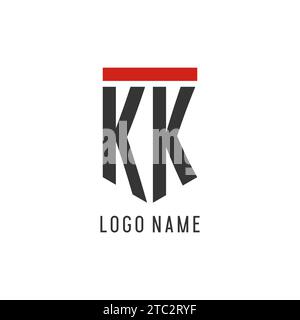 KK initial esport logo with simple shield design style vector graphic Stock Vector